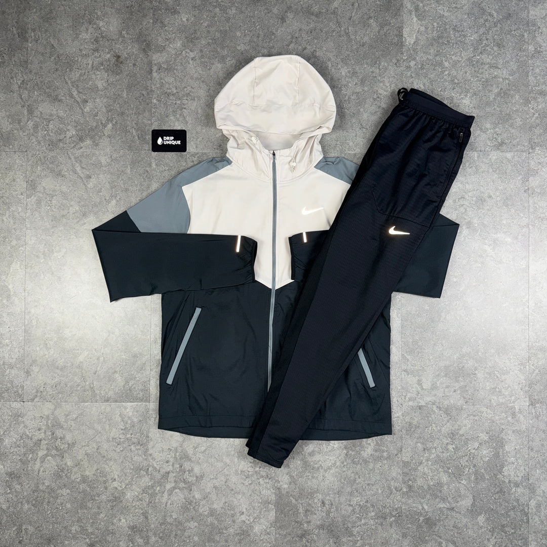 Nike UV Windrunner Jacket Light Bone & Black Nike Phenom Pants Set, dripuniqueuk