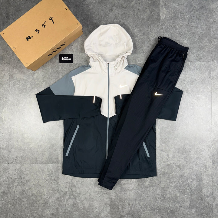 Nike UV Windrunner Jacket Light Bone & Black Nike Phenom Pants Set, dripuniqueuk