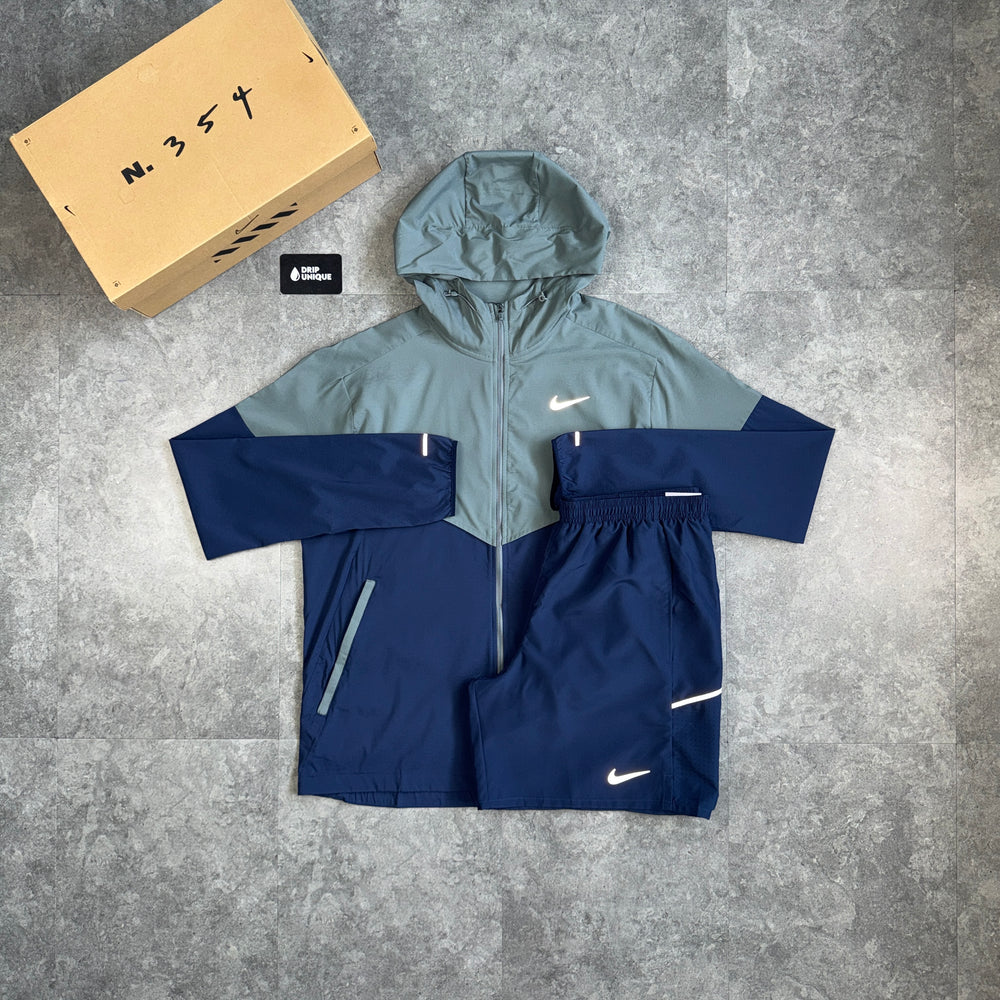 Nike UV Windrunner Jacket Midnight Navy & Navy Challenger Shorts Set, nike windrunner set, dripuniqueuk