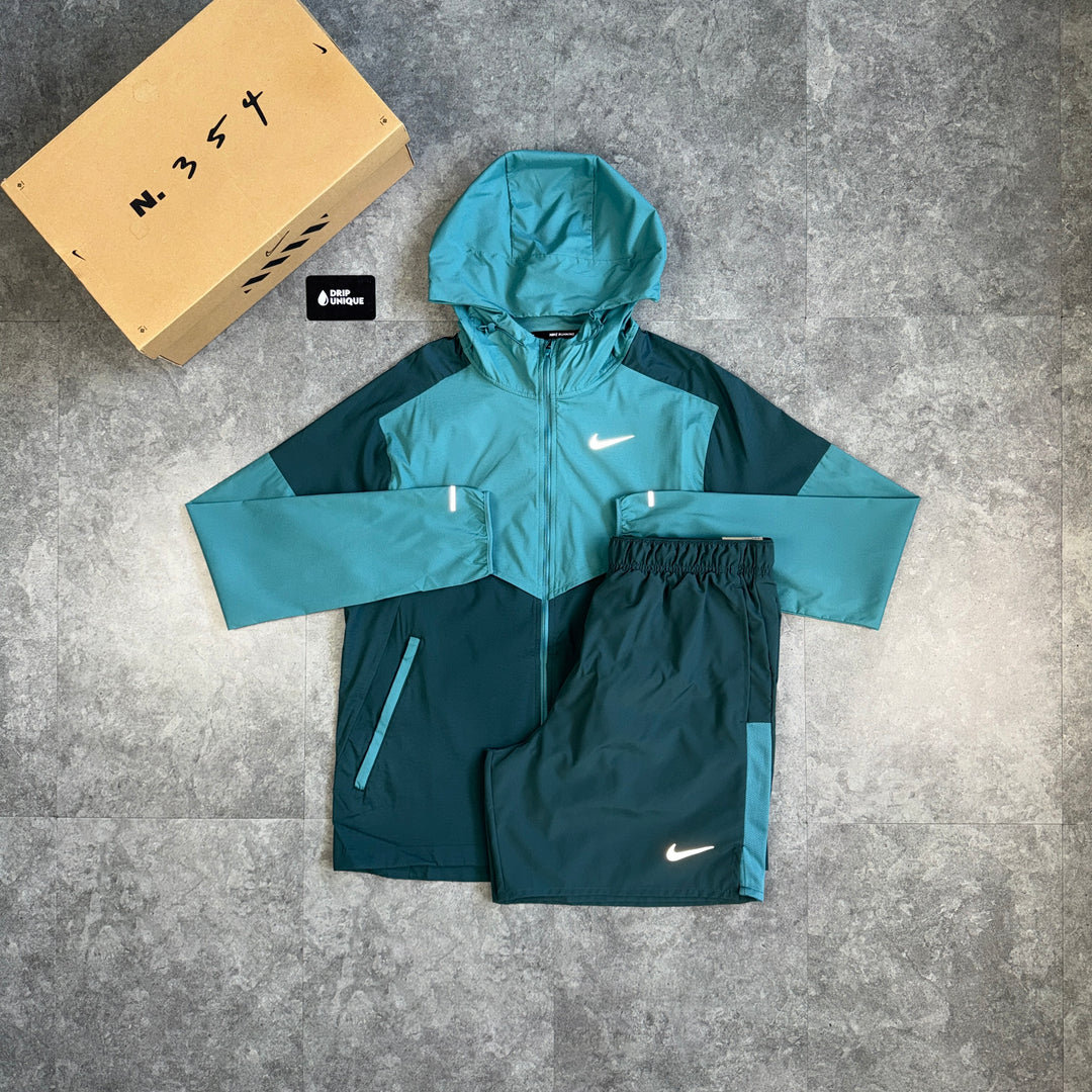 Nike UV Windrunner Jacket Mineral Teal & Teal Challenger Shorts Set, nike jacket set, dripuniqueuk