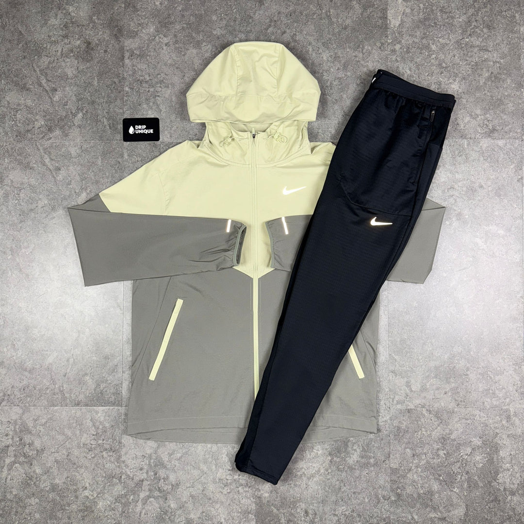 Nike UV Windrunner Jacket Olive Green & Black Nike Phenom Pants Set, Nike Sets, dripuniqueuk