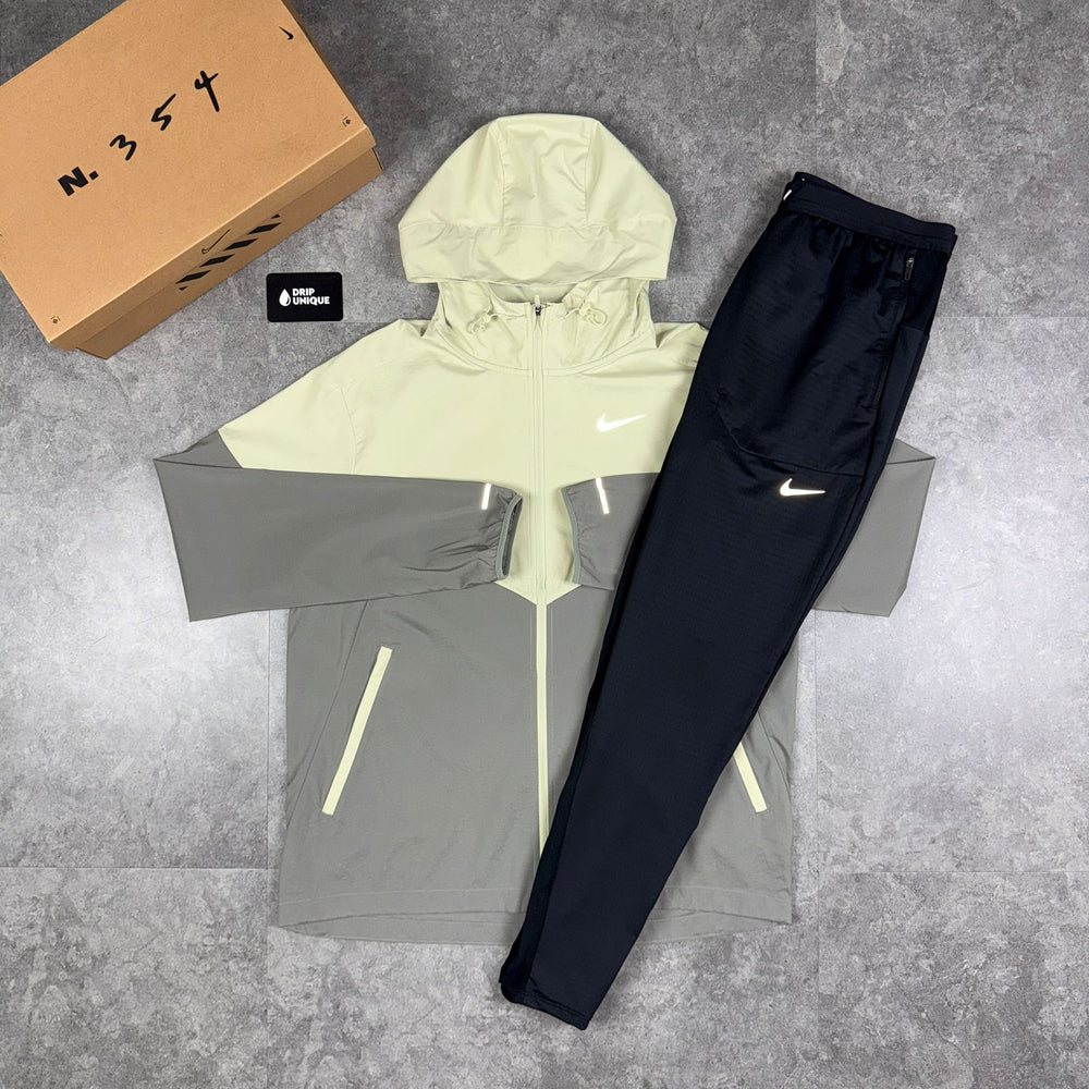 Nike UV Windrunner Jacket Olive Green & Black Nike Phenom Pants Set, Nike Windrunner Set, dripuniqueuk