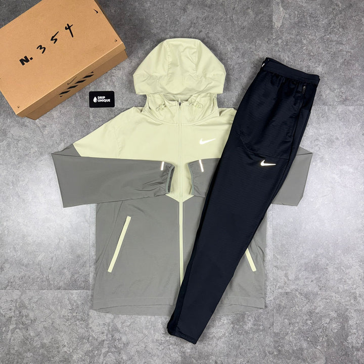 Nike UV Windrunner Jacket Olive Green & Black Nike Phenom Pants Set, Nike Windrunner Set, dripuniqueuk