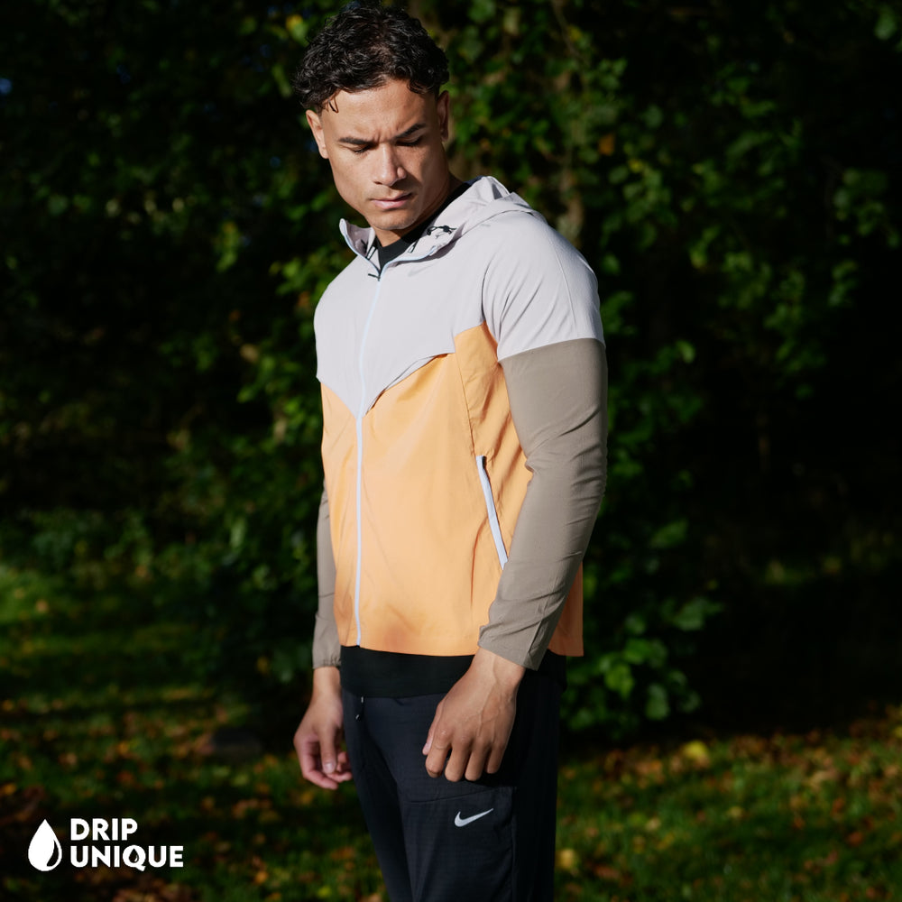 Nike UV Windrunner Jacket Orange/Cream & Black Nike Phenom Pants Set, Nike Sets, dripuniqueuk