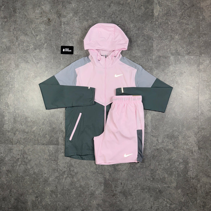 Nike UV Windrunner Jacket Pink Foam & Pink Foam Challenger Shorts Set, nike set, dripuniqueuk