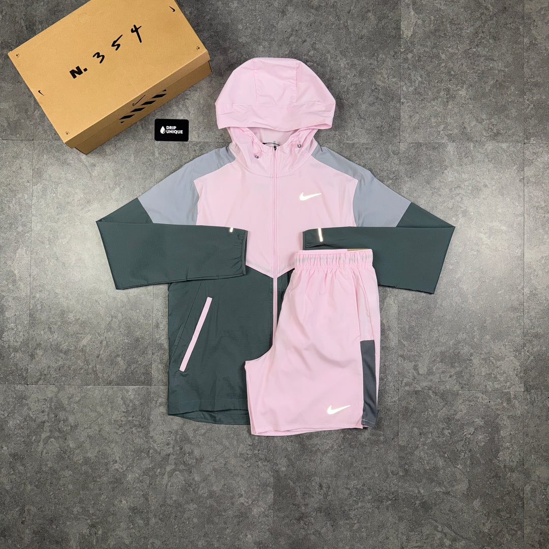 Nike UV Windrunner Jacket Pink Foam & Pink Foam Challenger Shorts Set, nike uv set, dripuniqueuk