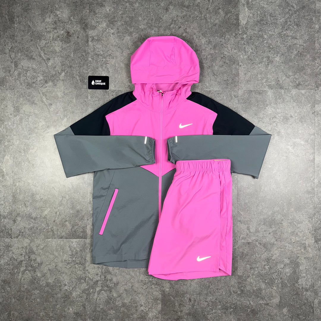 Nike UV Windrunner Jacket Playful Pink & Pink Challenger Shorts Set, Nike Sets, dripuniqueuk