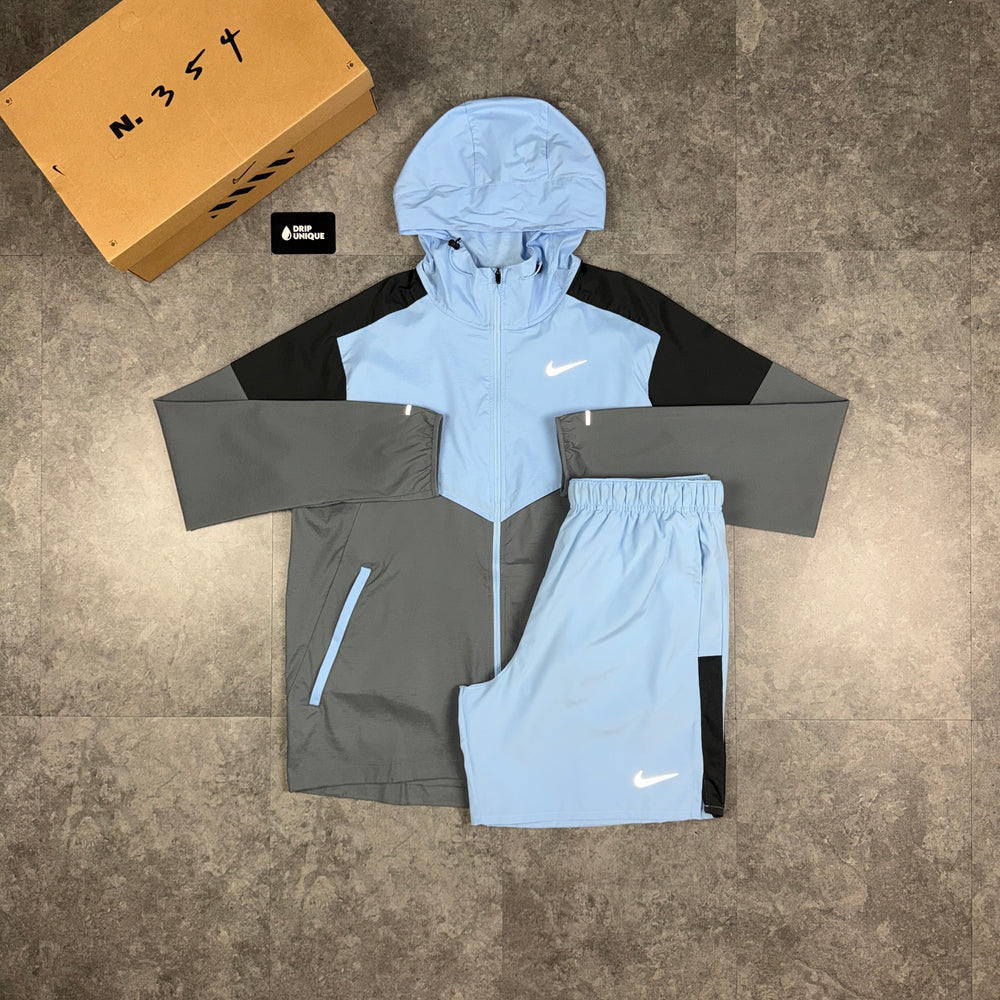 Nike UV Windrunner Jacket Psychic Blue & Blue Challenger Shorts Set, nike jacket set, dripuniqueuk