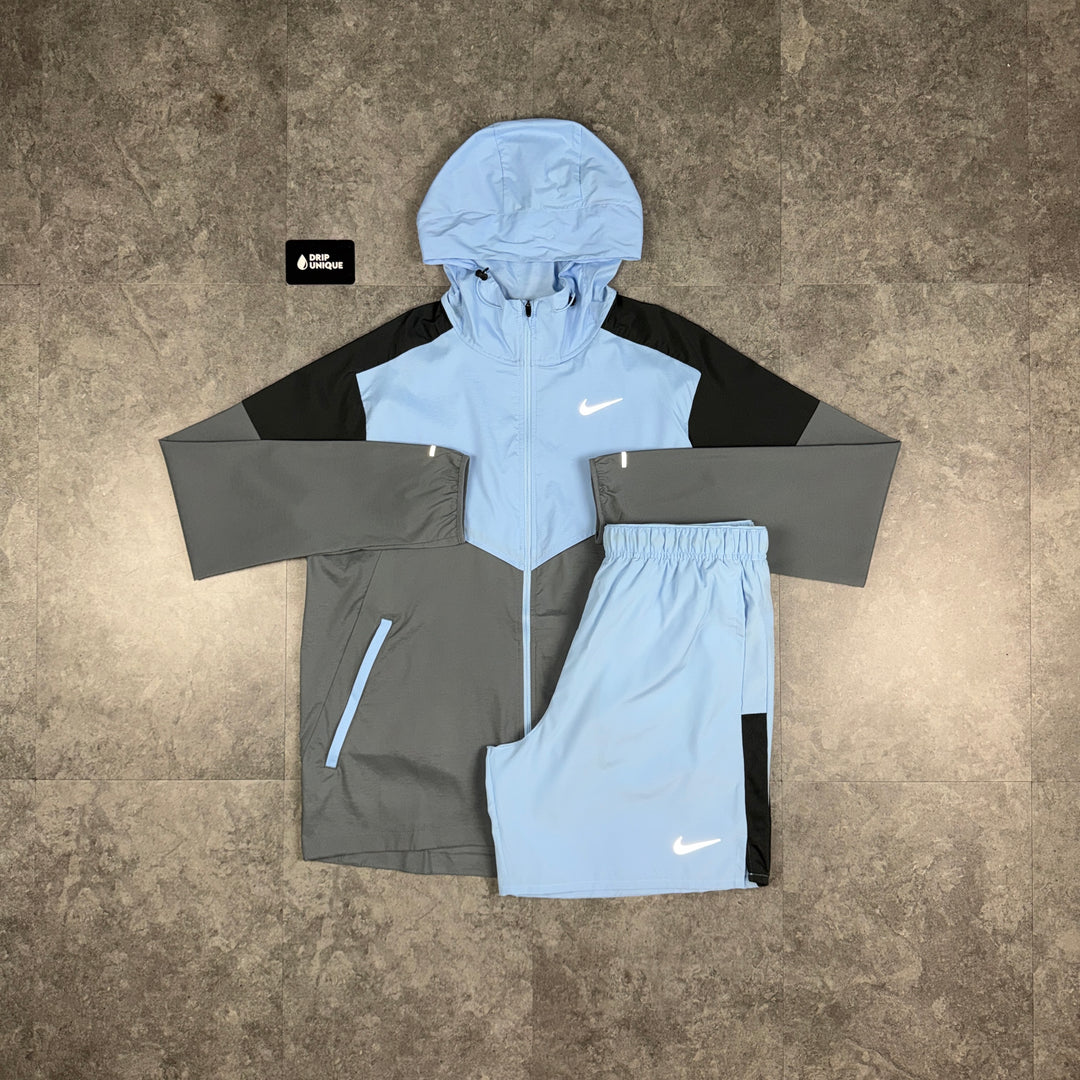 Nike UV Windrunner Jacket Psychic Blue & Blue Challenger Shorts Set, nike set, dripuniqueuk