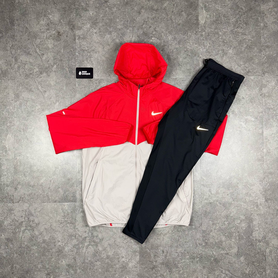 Nike UV Windrunner Jacket Red & Black Nike Phenom Pants Set, Nike Sets, dripuniqueuk