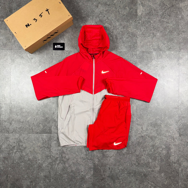 Nike UV Windrunner Jacket Red & Red Flex Stride Shorts Set, nike uv jacket set, dripuniqueuk