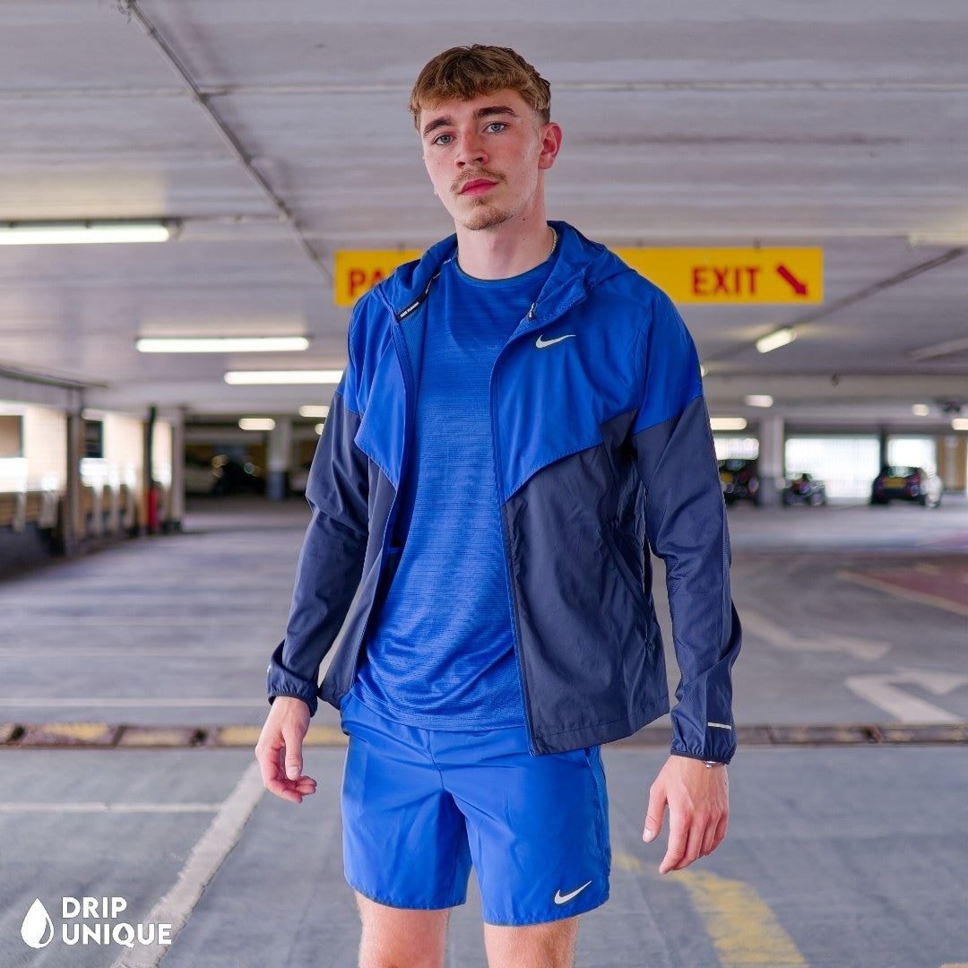 Nike UV Windrunner Jacket Royal Blue & Royal Blue Challenger Shorts Set, Set Nike, Nike Sets for men, dripuniqueuk
