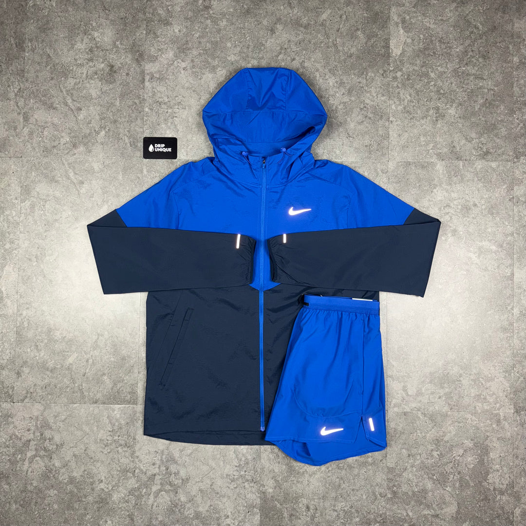 Nike UV Windrunner Jacket Royal Blue & Royal Blue Flex Stride Shorts Set, Nike Sets, dripuniqueuk