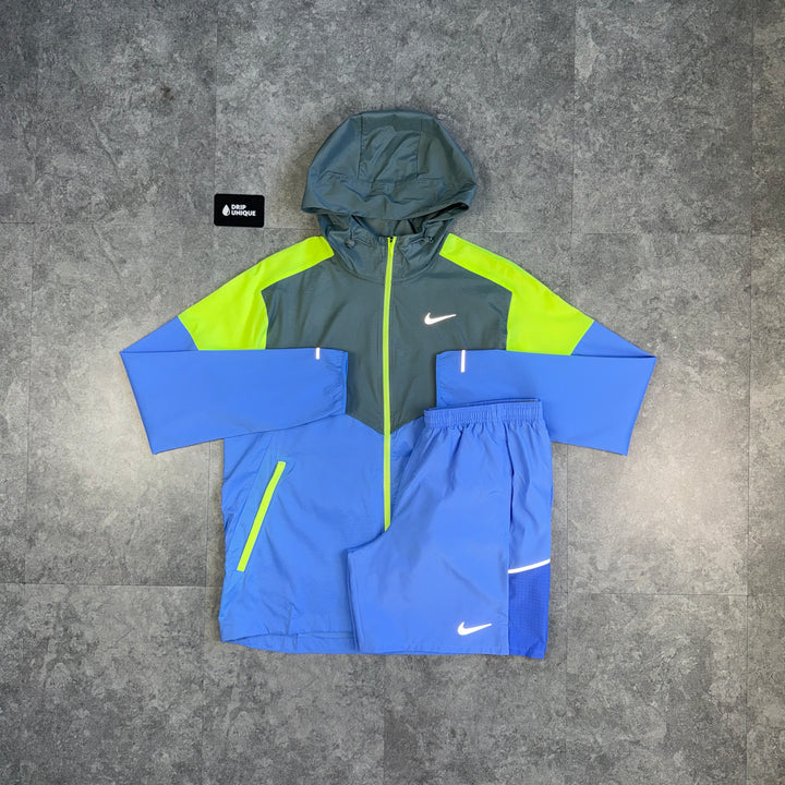 Nike UV Windrunner Jacket Sapphire Blue & Blue Challenger Shorts Set, nike set, dripuniqueuk