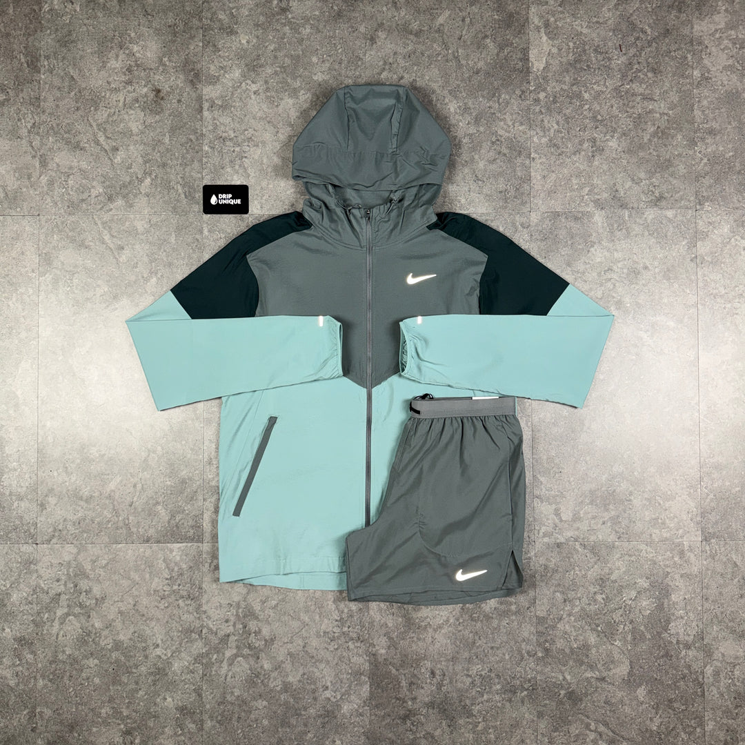 Nike UV Windrunner Jacket Smoke Grey & Grey Flex Stride Shorts Set, nike sets, dripuniqueuk