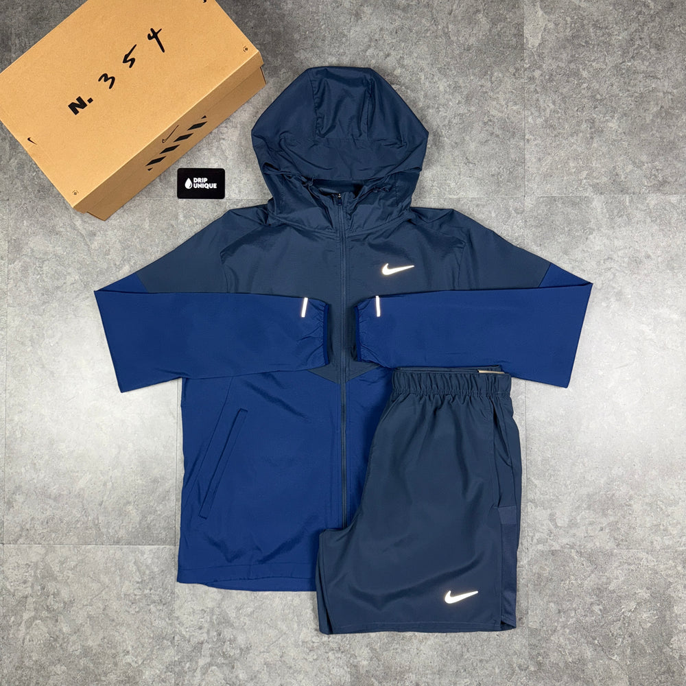 Nike UV Windrunner Jacket Thunder Blue & Blue Challenger Shorts Set, Nike Sets for men, dripuniqueuk