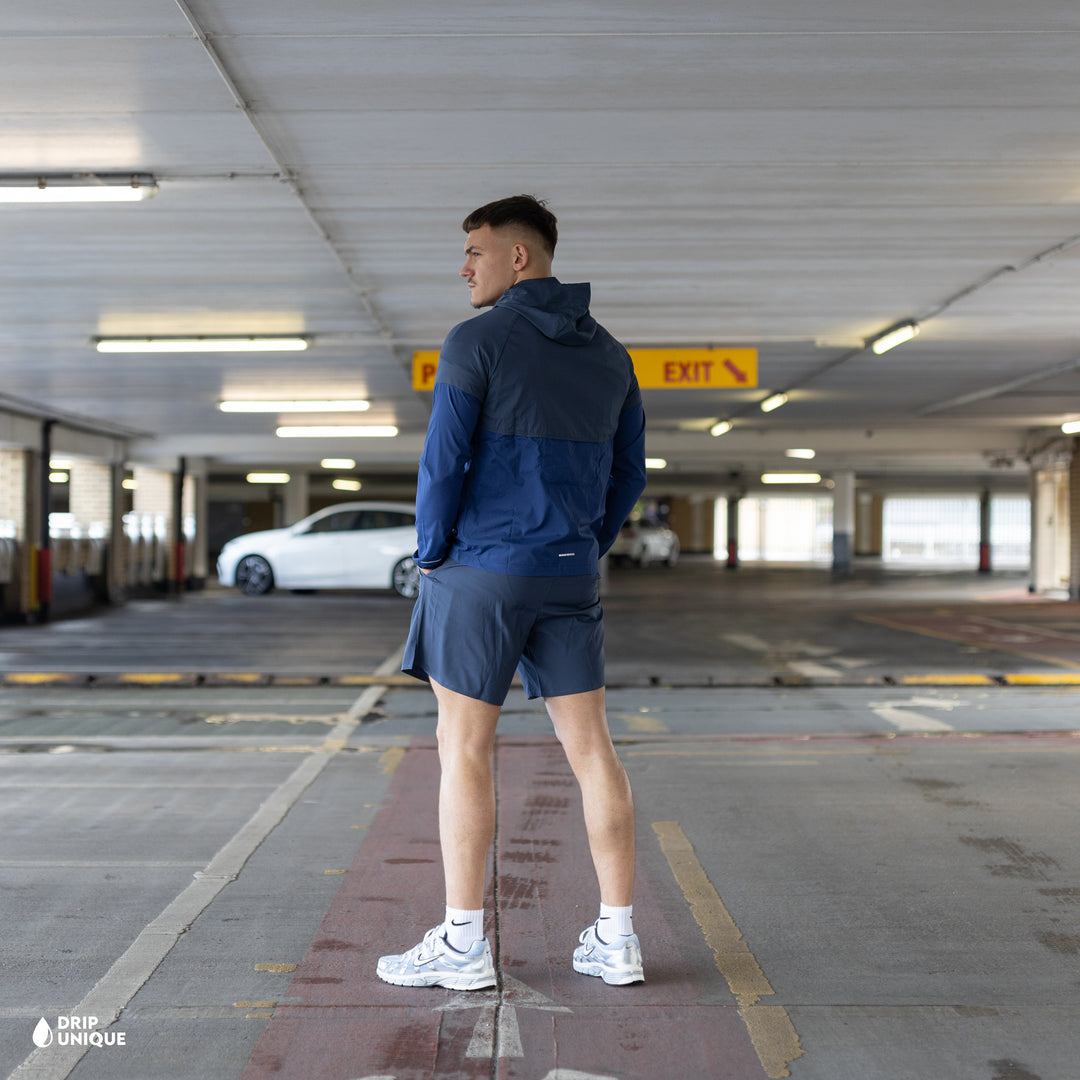 Nike UV Windrunner Jacket Thunder Blue & Blue Challenger Shorts Set, nike jacket set, dripuniqueuk