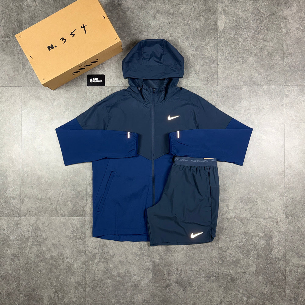 Nike UV Windrunner Jacket Thunder Blue & Blue Flex Stride Shorts Set, nike set, dripuniqueuk