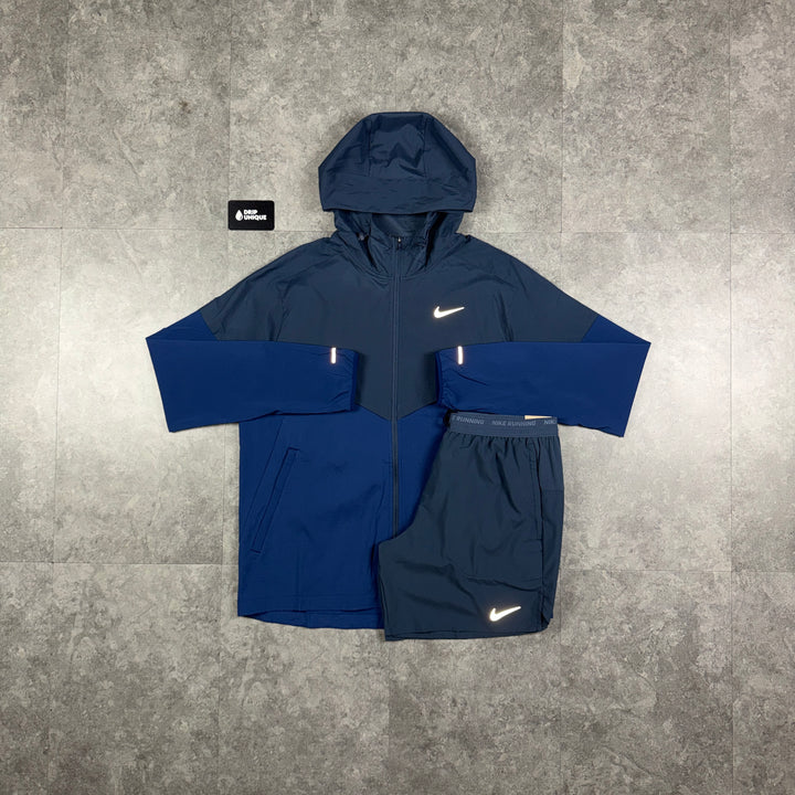 Nike UV Windrunner Jacket Thunder Blue & Blue Flex Stride Shorts Set, nike uv set, dripuniqueuk