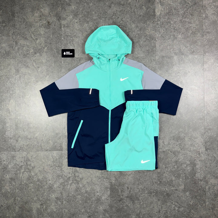 Nike UV Windrunner Jacket Turquoise / Navy & Turquoise Challenger Shorts Set, nike set, dripuniqueuk