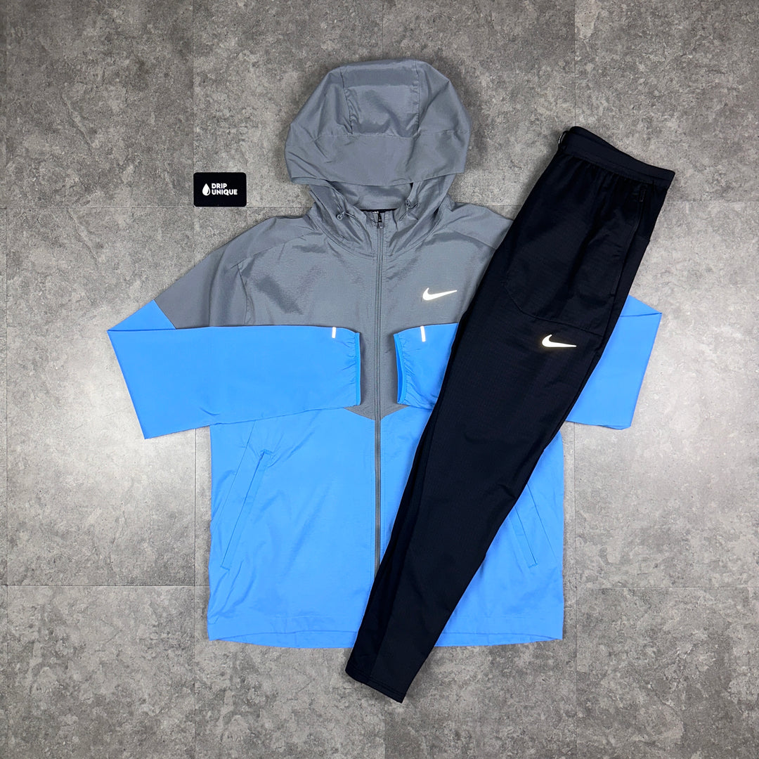 Nike UV Windrunner Jacket University Blue & Black Nike Phenom Pants Set, Nike Sets, dripuniqueuk
