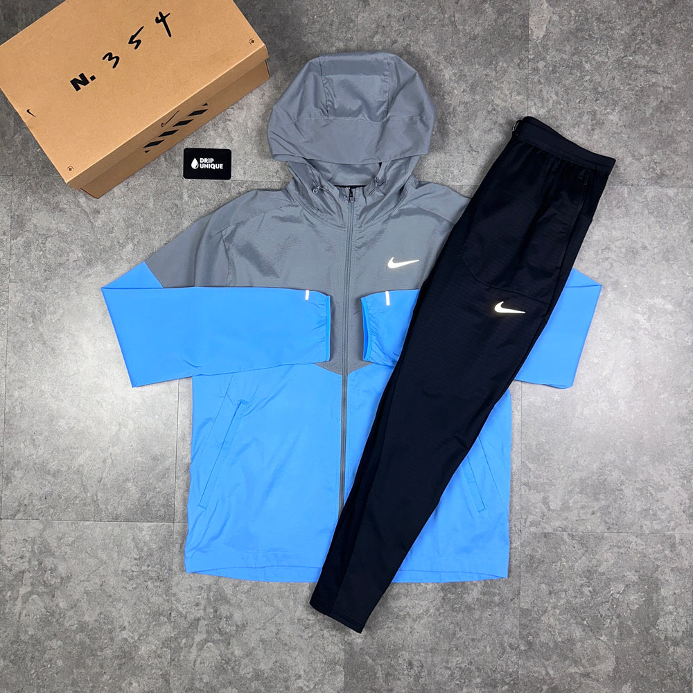 Nike UV Windrunner Jacket University Blue & Black Nike Phenom Pants Set, Nike Windrunner Sets, dripuniqueuk