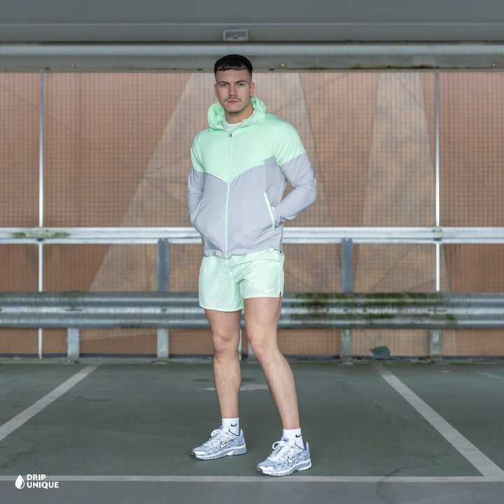Nike UV Windrunner Jacket Vapour Green & Vapour Green Challenger Shorts Set, nike windrunner set, dripuniqueuk