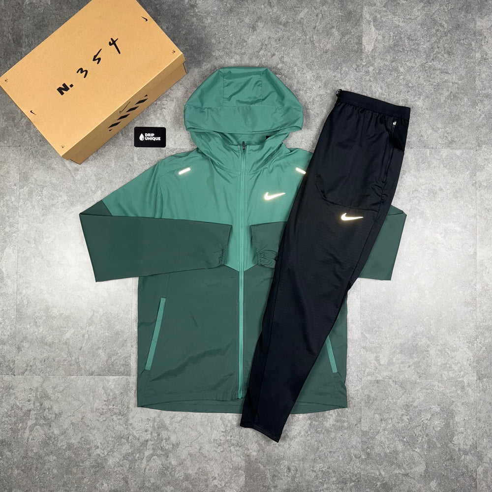 Nike UV Windrunner Jacket Vintage Green & Black Nike Phenom Pants Set, Nike Windrunner Set, dripuniqueuk