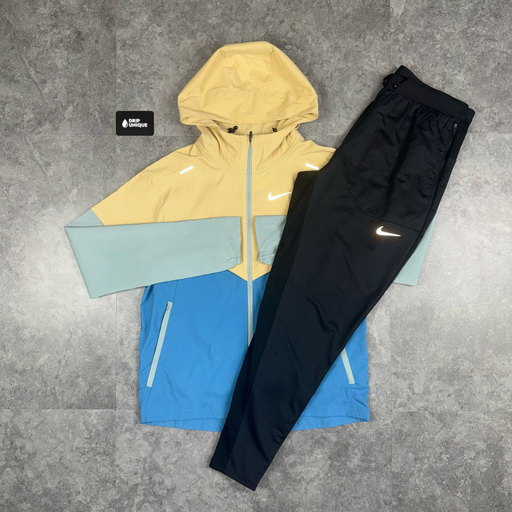 Nike UV Windrunner Jacket Yellow/Blue & Black Nike Phenom Pants Set, Nike Sets, dripuniqueuk