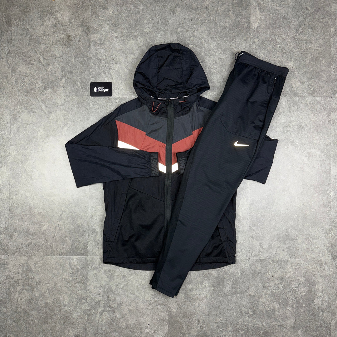 Nike Wildrun Windrunner Jacket Black/Brown & Black Nike Phenom Pants Set, Nike Sets, dripuniqueuk