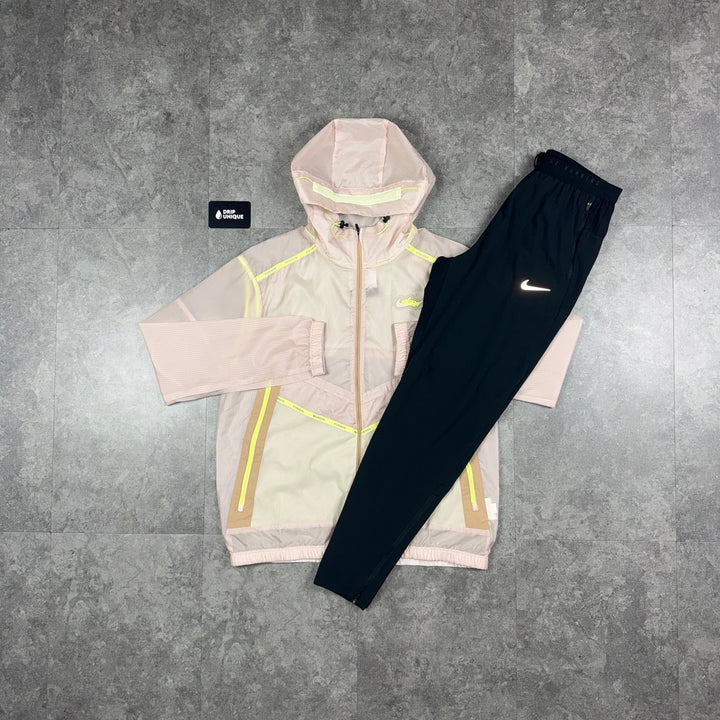 Nike Wildrun Windrunner Jacket Tan & Black Nike Phenom Pants Set, nike jacket set, dripuniqueuk