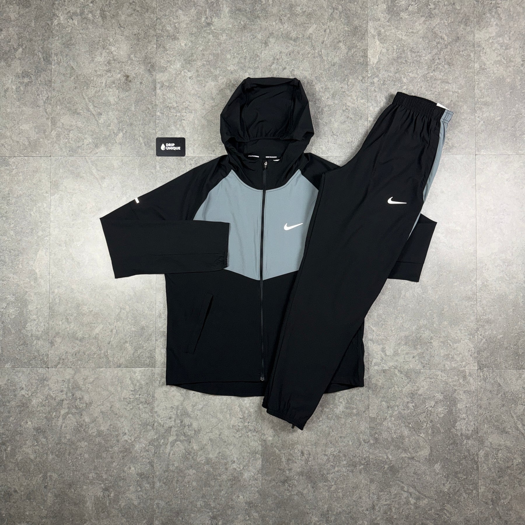 Nike Woven Repel Miler Windrunner Jacket Black & Grey & Black Nike