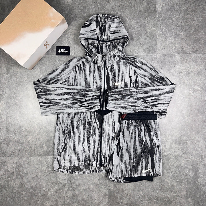 Nike Zebra Windrunner Jacket Black and Zebra Flex Stride Shorts, Rare Nike Windbreaker, dripuniqueuk