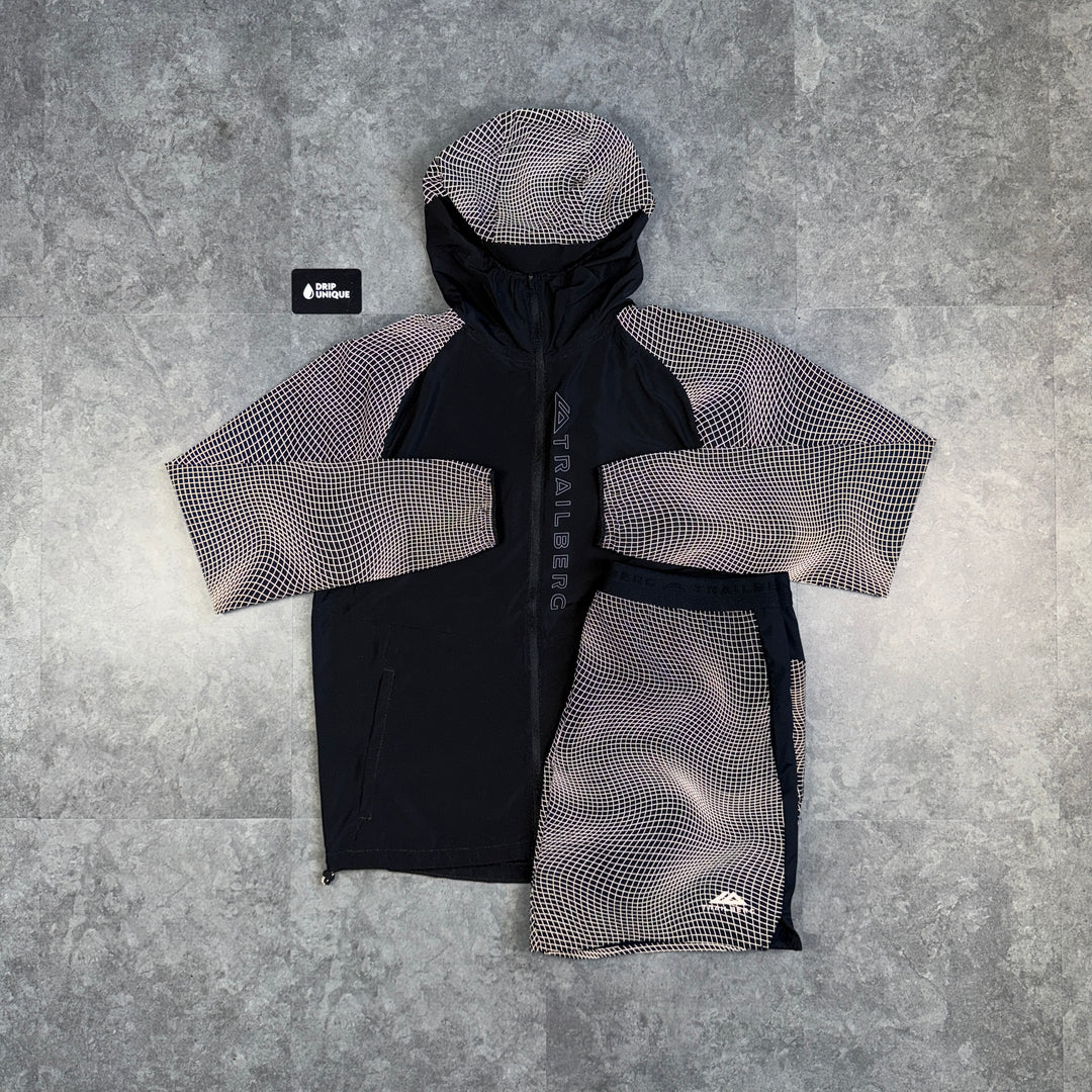 Trailberg Aspect Jacket Black & Black Aspect Shorts Set, Trailberg Tracksuit, dripuniqueuk