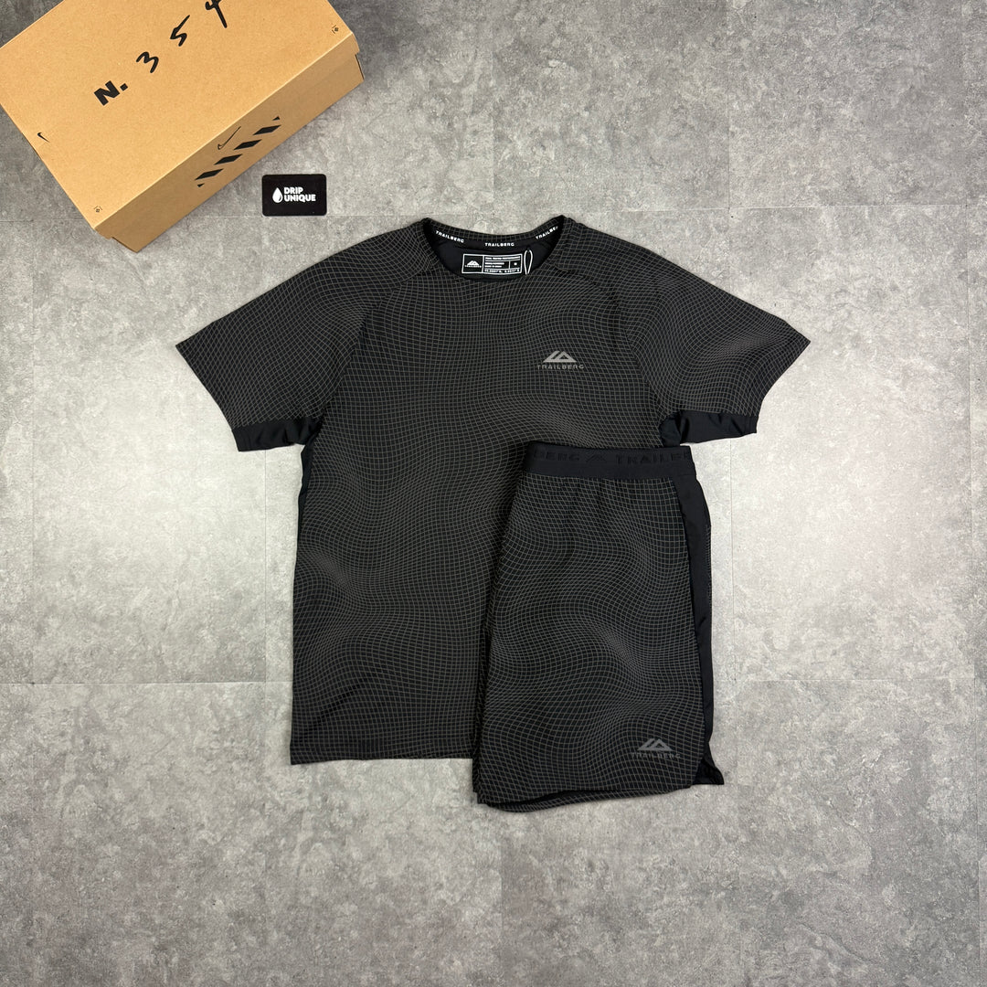Trailberg Aspect T-Shirt Black & Black Aspect Shorts Set, Trailberg Sets, dripuniqueuk