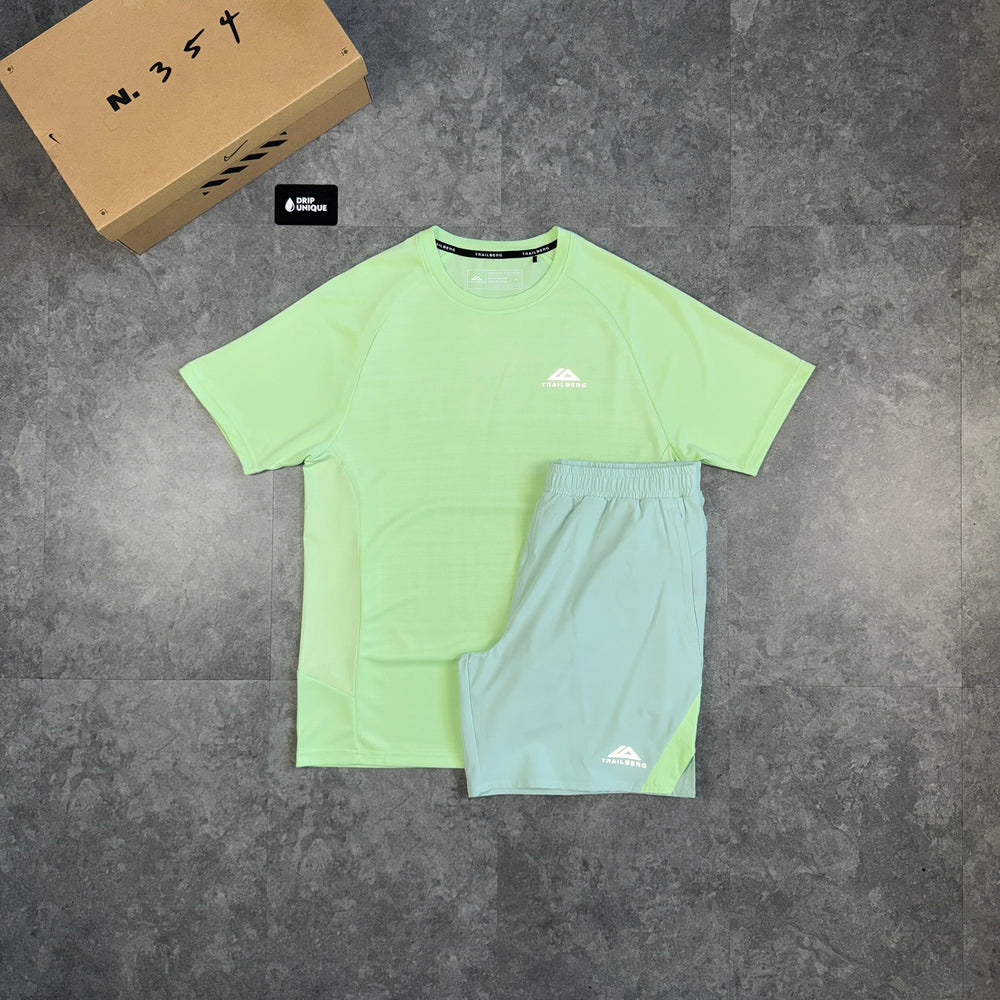 Trailberg SS26 Cloud T-Shirt Mint Green & Green Cloud Shorts Set, trailberg seamless set, dripuniqueuk