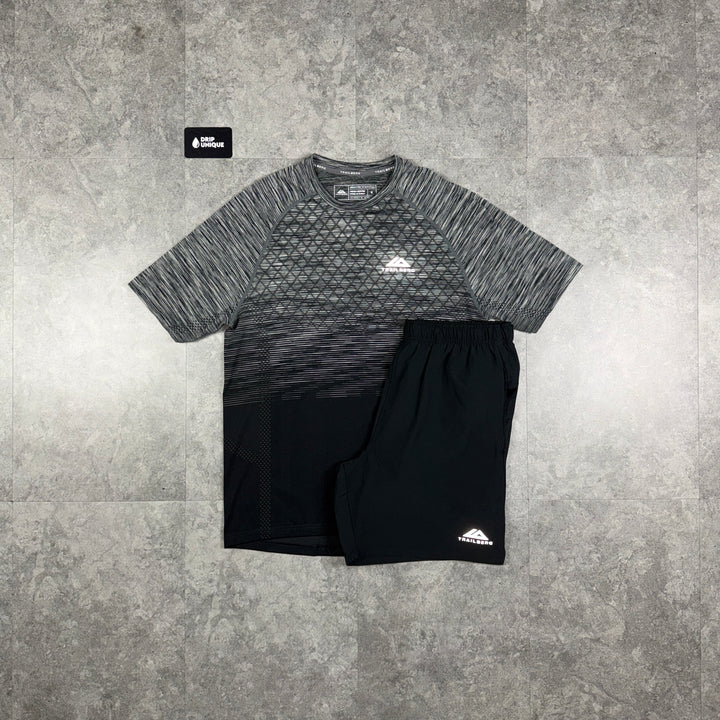 Trailberg Seamless T-Shirt Black & Black Essential 2.0 Shorts Set, trailberg set, dripuniqueuk