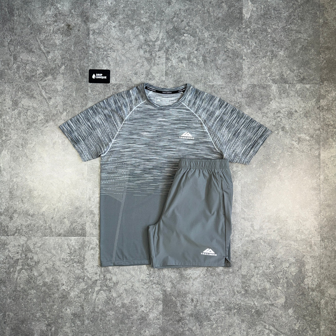 Trailberg Seamless T-Shirt Grey & Grey Essential 2.0 Shorts Set, trailberg set, dripuniqueuk