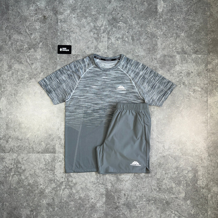 Trailberg Seamless T-Shirt Grey & Grey Essential 2.0 Shorts Set, trailberg set, dripuniqueuk
