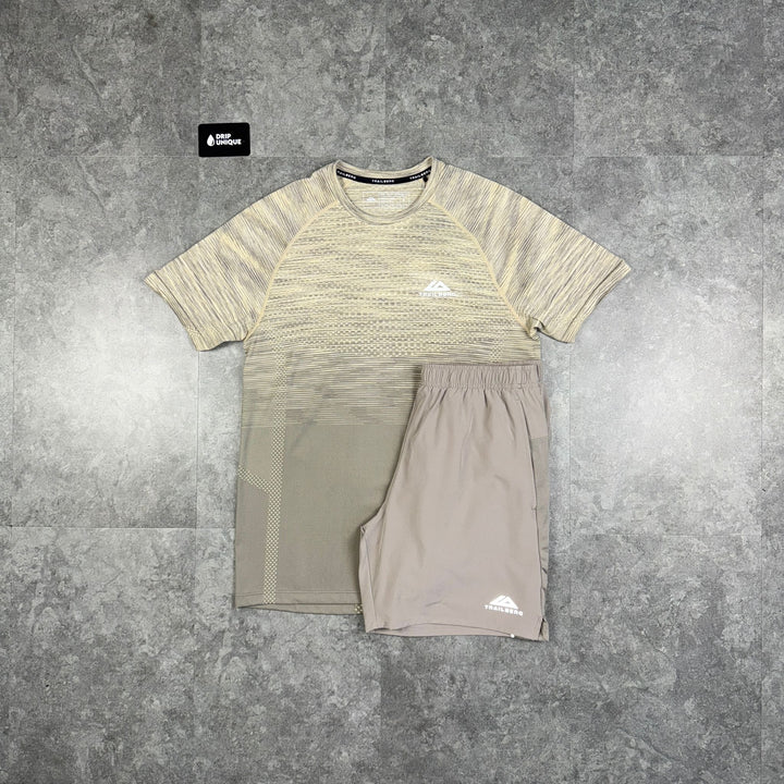 Trailberg Seamless T-Shirt Khaki & Khaki Essential 2.0 Shorts Set, Trailberg Sets, dripuniqueuk