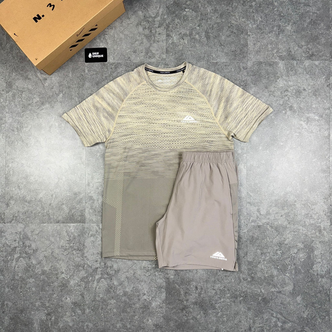 Trailberg Seamless T-Shirt Khaki & Khaki Essential 2.0 Shorts Set, Trailberg Sets, dripuniqueuk 1