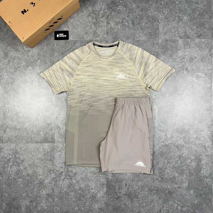 Trailberg Seamless T-Shirt Khaki & Khaki Essential 2.0 Shorts Set, Trailberg Sets, dripuniqueuk 1