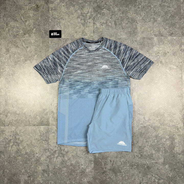 Trailberg Seamless T-Shirt Ombre Blue & Ombre Blue Essential 2.0 Shorts Set, Trailerg Sets, dripuniqueuk