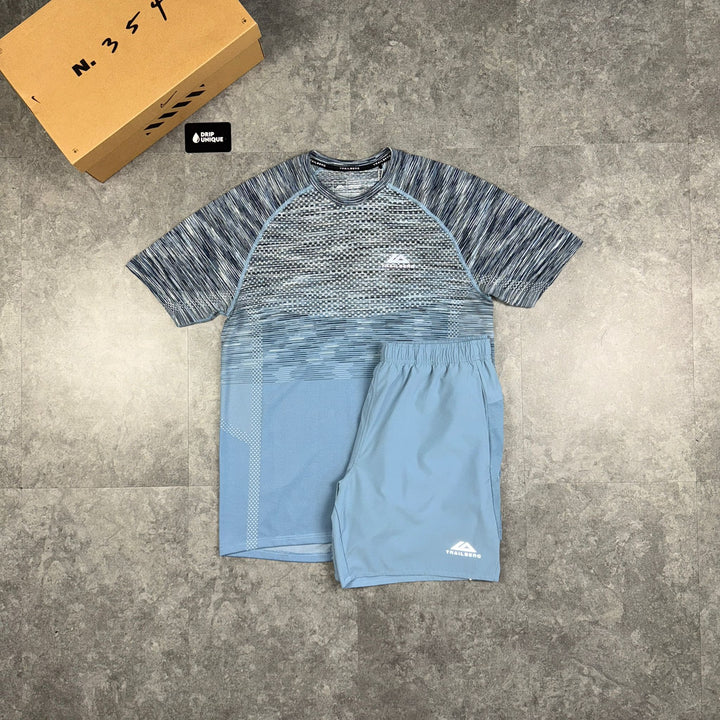 Trailberg Seamless T-Shirt Ombre Blue & Ombre Blue Essential 2.0 Shorts Set, Trailerg Sets, dripuniqueuk 1