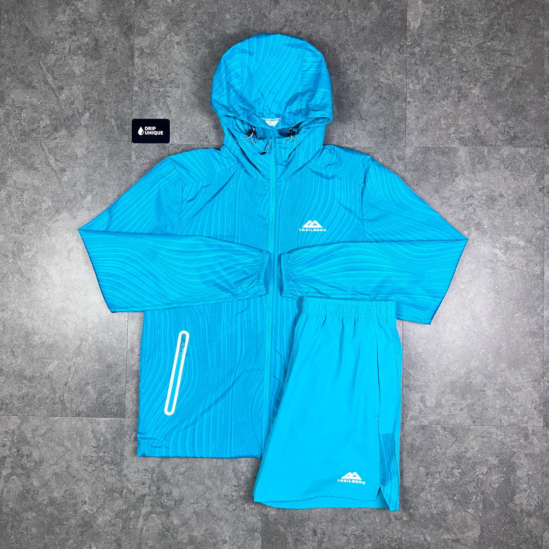 Trailberg Vertex Jacket Scuba Blue & Scuba Blue Vertex Shorts Set, Trailberg Sets, dripuniqueuk