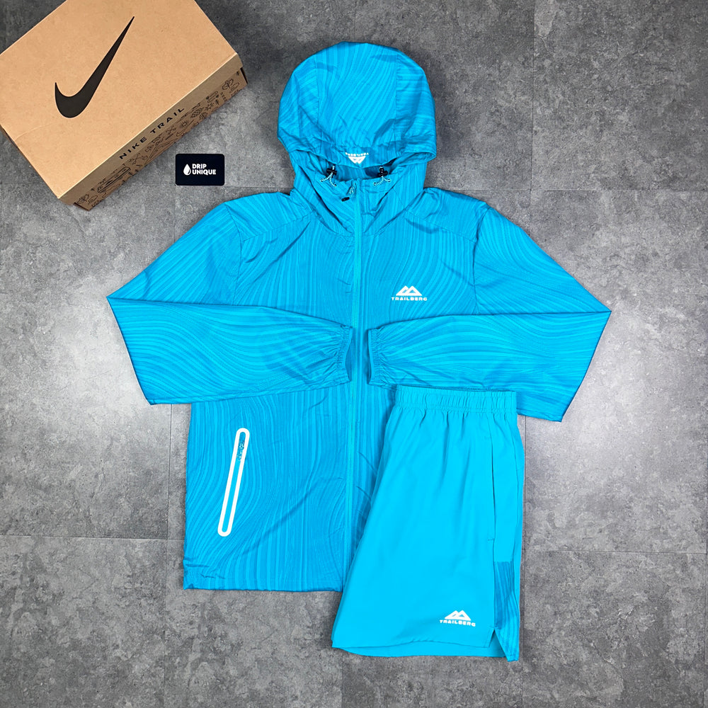 Trailberg Vertex Jacket Scuba Blue & Scuba Blue Vertex Shorts Set, Trailberg Tracksuit, dripuniqueuk