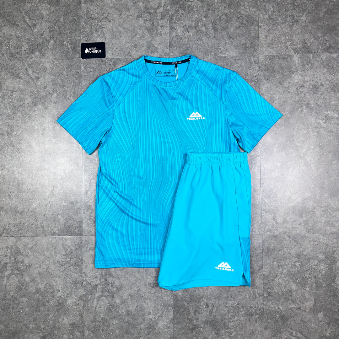 Trailberg Vertex T-Shirt Scuba Blue & Scuba Blue Vertex Shorts Set, Trailberg Sets, dripuniqueuk