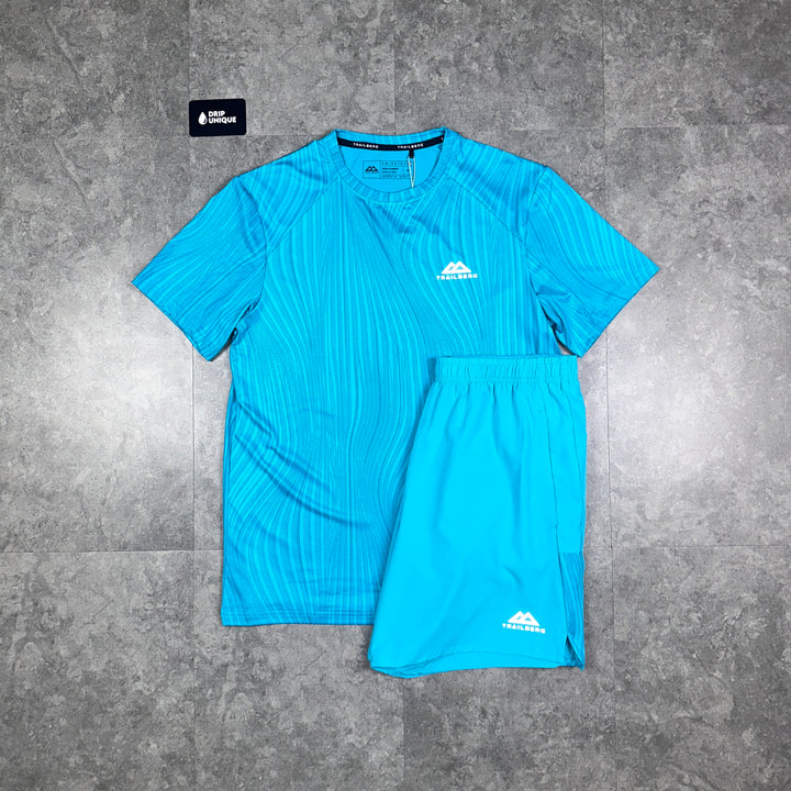 Trailberg Vertex T-Shirt Scuba Blue & Scuba Blue Vertex Shorts Set, Trailberg Sets, dripuniqueuk