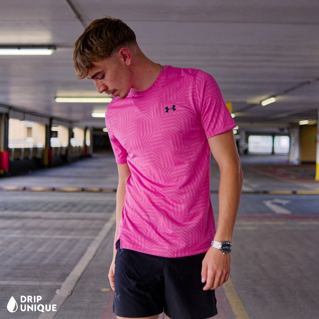 Under Armour Geo Tessa Vent T-Shirt Pink, Under Armour T Shirt, dripuniqueuk