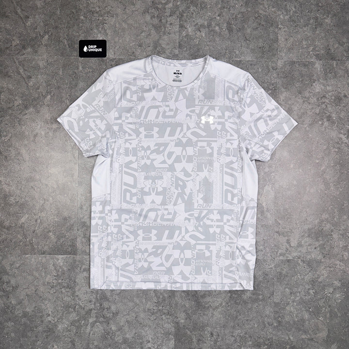 Under Armour Launch Printed T-Shirt Halo Grey, Under Armour T Shirts, dripuniqueuk